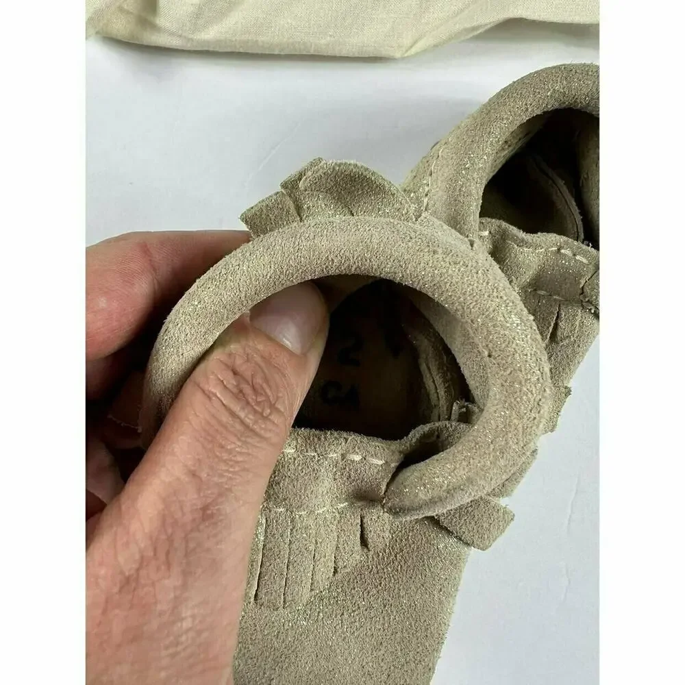Freshly Picked Gold Sparkle Leather Moccasins Size 2 (US size 4) 6-12 Months